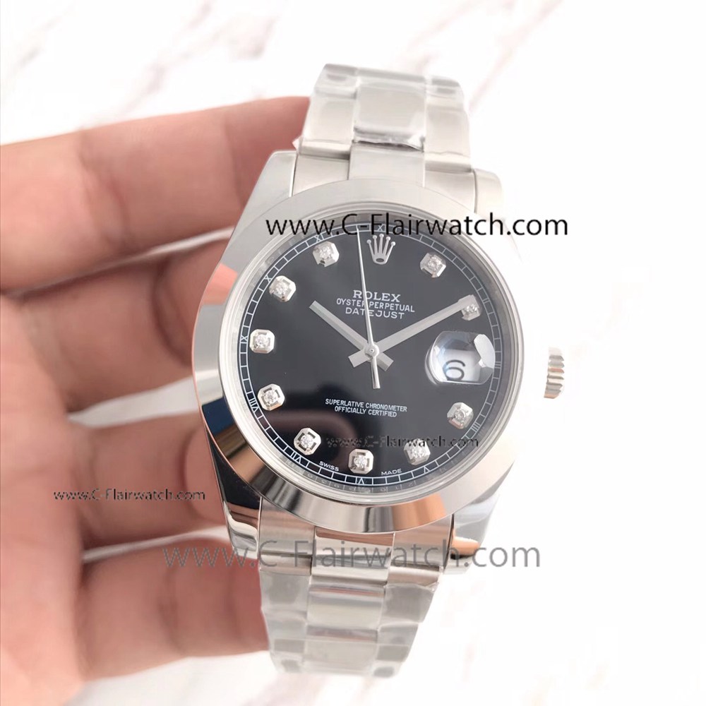 Swiss Quality Replica Rolex Datejust 2 Black Diamond Dial Watch
